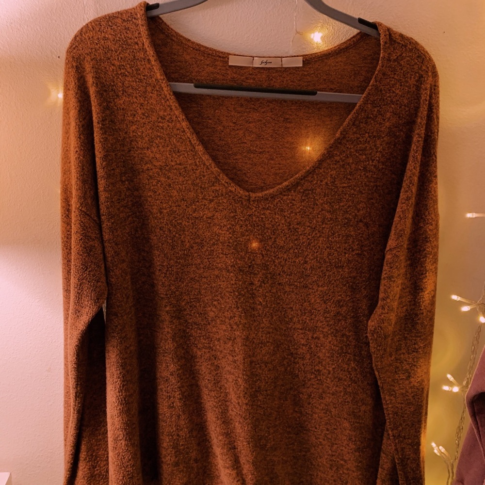 Orange & Black V Neck